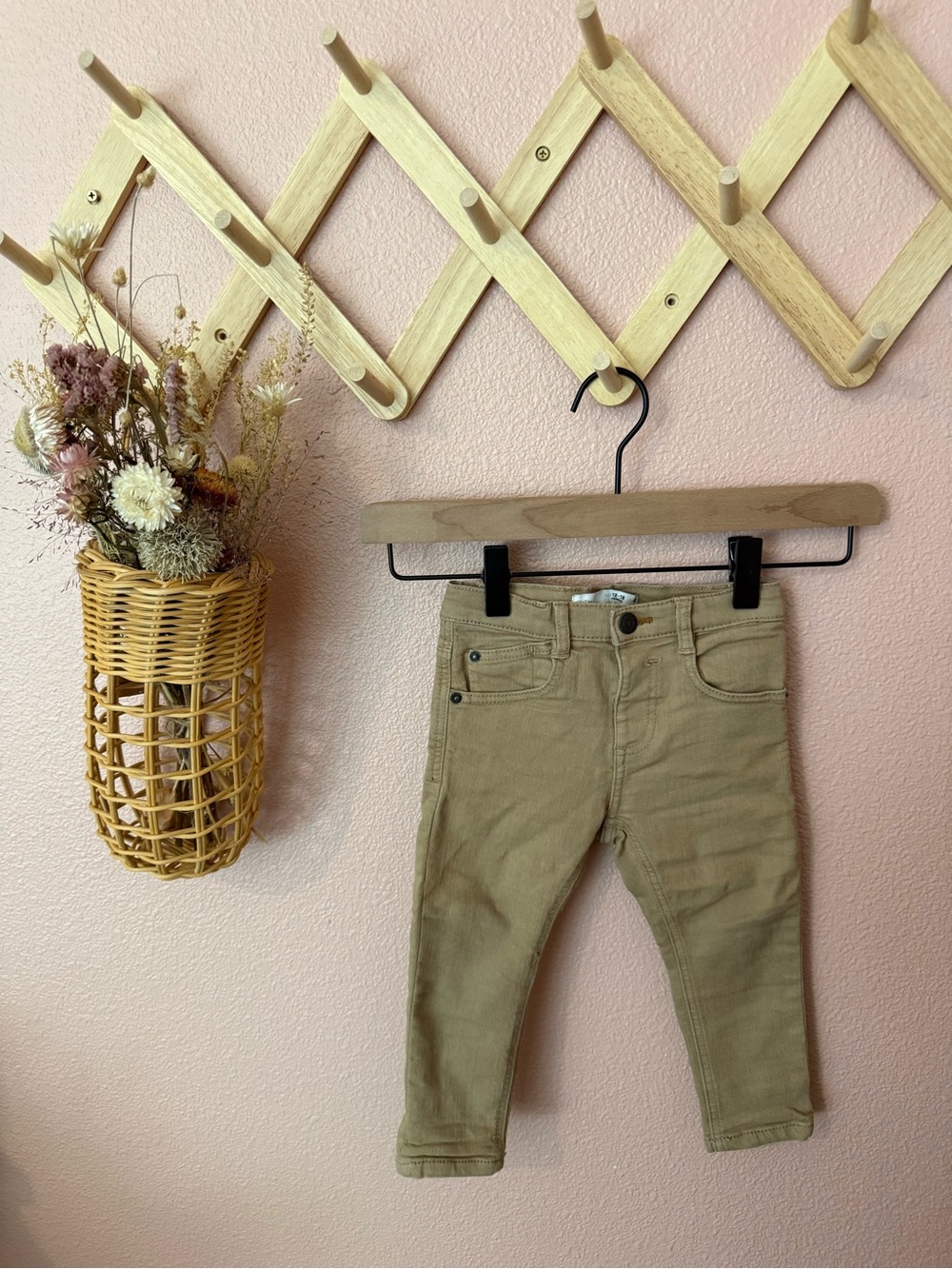 Zara Kids Khaki Slim Stretch Pants - Neutral Tan